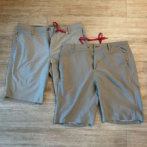 2 pair O’Neill Hybrid Shorts Khaki and Tan Striped 32
